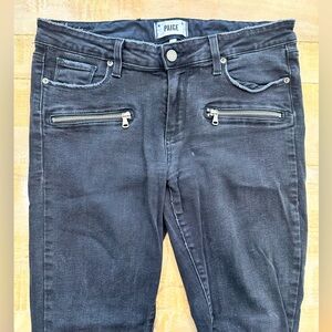 Paige Vintage Black Jill Zip zipper Ultra skinny jeans pants